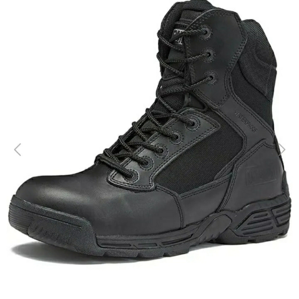 Magnum Mens Boots Stealth Force 8.0 Side Zip Black Size 10 Work Shoes Like New